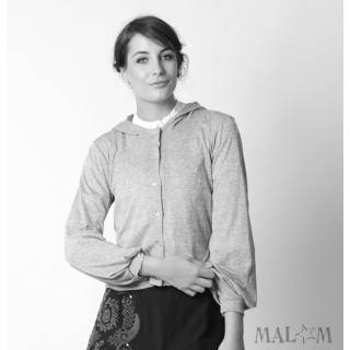 Hooded cardigan with long puffy sleeves - CUSTOM HANDMADE