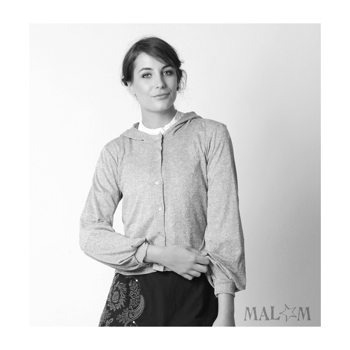 Hooded cardigan with long puffy sleeves - CUSTOM HANDMADE