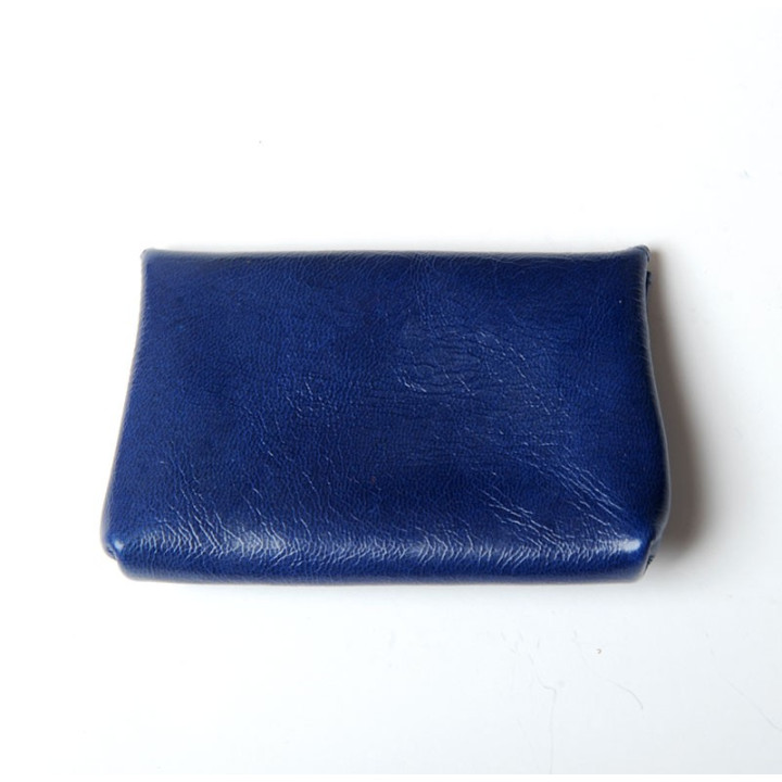 Bright blue varnished leather small pouch for cards or coins