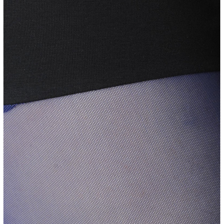 Blue mesh leggings, with black integrated panty