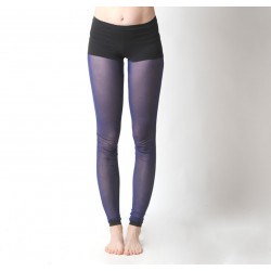 Blue mesh leggings, with black integrated panty
