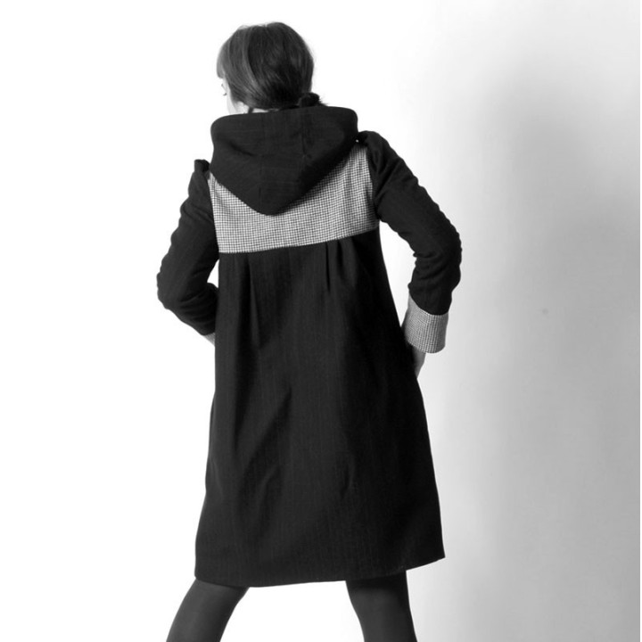 A-lined winter coat with wide hood - CUSTOM HANDMADE