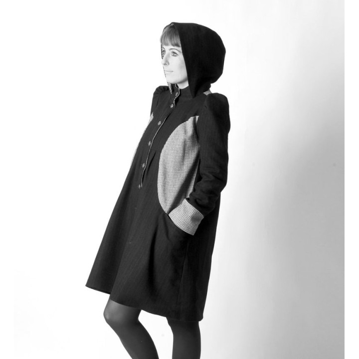 A-lined winter coat with wide hood - CUSTOM HANDMADE