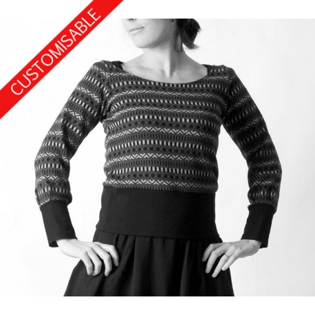 Jersey or knit top, 3/4 length sleeves - CUSTOM HANDMADE