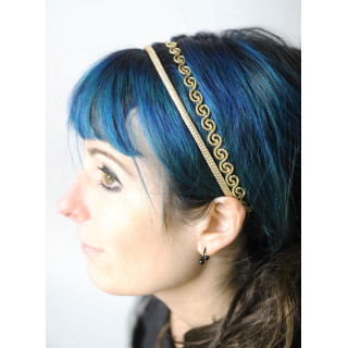 Accessoire coiffure doré, bandeau doré à double rang, accessoire mariage