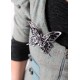 Purple and black leather butterfly brooch