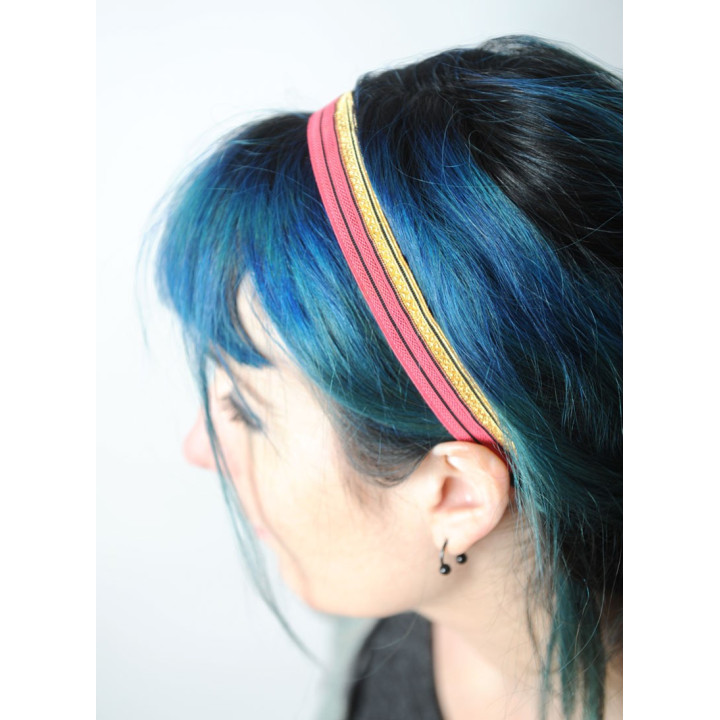 Headband en  ruban galon rouge et doré, original, achat en ligne