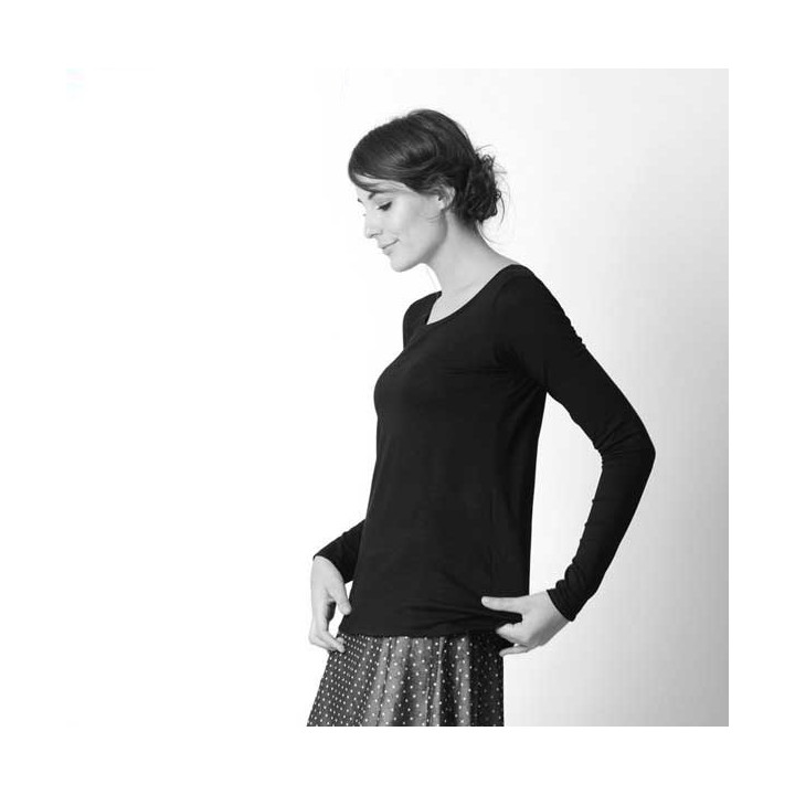 Top long en jersey, manches longues étroites - PERSONNALISABLE