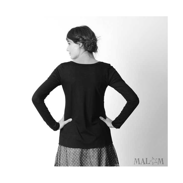 Top long en jersey, manches longues étroites - PERSONNALISABLE