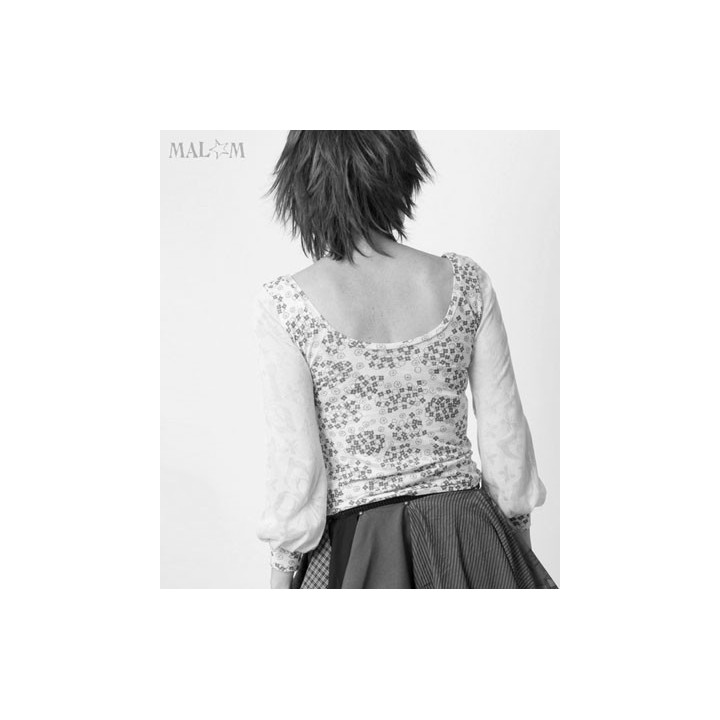 Jersey top, low back, long sleeves gathered at wrist - CUSTOM HANDMADE