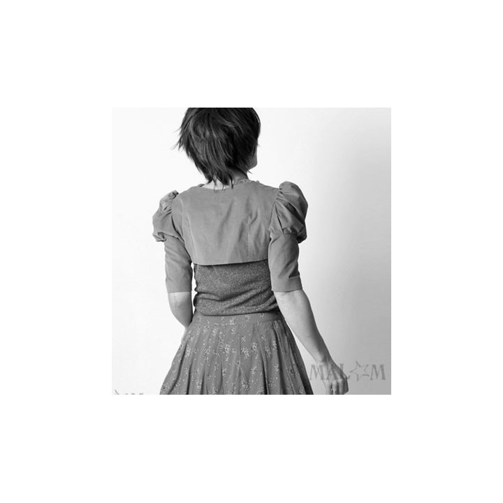 Cropped bolero with gathered 3/4 mutton sleeves - CUSTOM HANDMADE