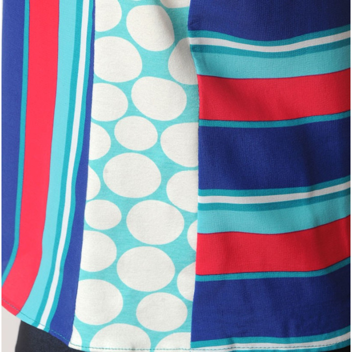 Top débardeur sans manches, tissu vintage rayé bleu vert rouge