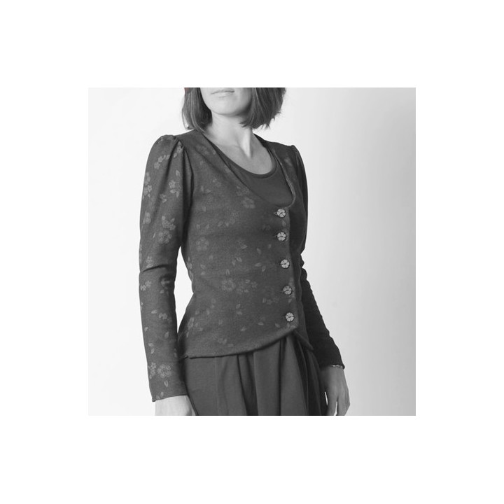 Veste cintrée en jersey, manches longues froncées - PERSONNALISABLE