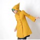 Mustard yellow winter Pixie coat with Goblin Hood in virgin wool