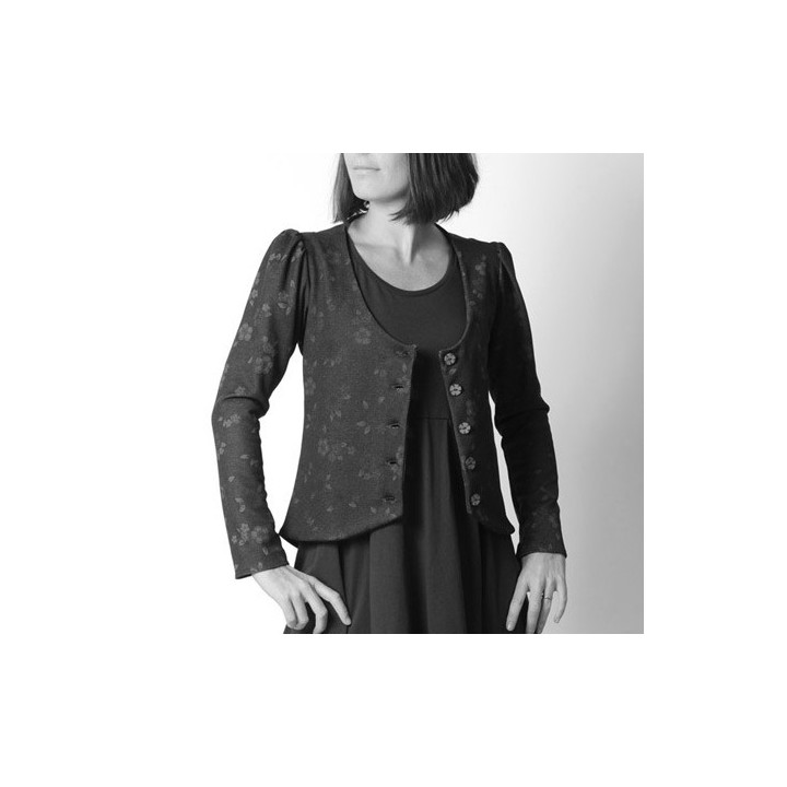 Veste cintrée en jersey, manches longues froncées - PERSONNALISABLE