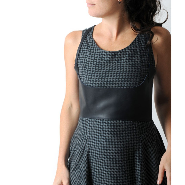 Bustier fait main lacé sous poitrine en cuir bleu foncé