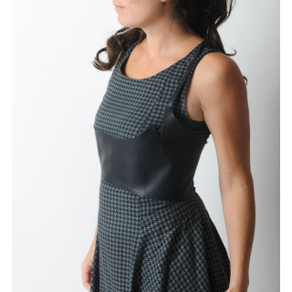 Underbust bustier in dark blue leather with lace-up