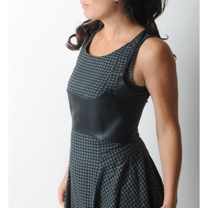 Underbust bustier in dark blue leather with lace-up