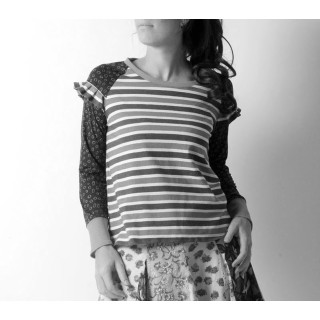 Jersey patchwork top, raglan sleeves - CUSTOM HANDMADE