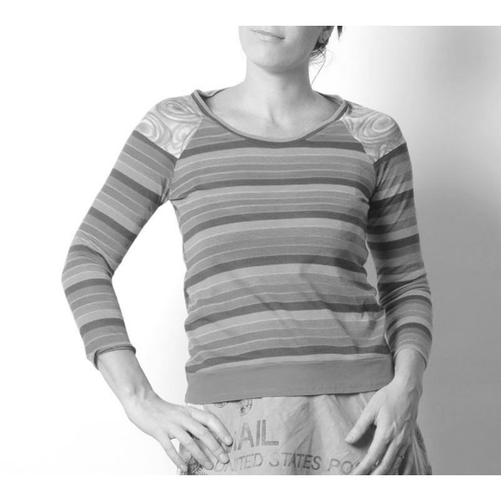 Top en patchwork de jersey, manches raglan - PERSONNALISABLE
