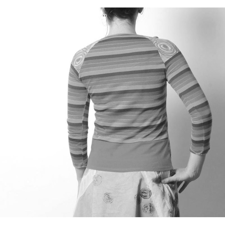 Top en patchwork de jersey, manches raglan - PERSONNALISABLE