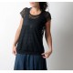 Sheer black lace sweater, short sleeves