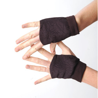 Womens plum purple fingerless gauntlets