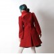 Manteau artisanal rouge d'hiver à Capuche de Lutin en laine