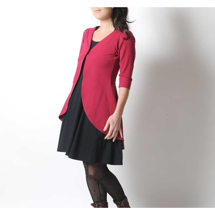 Long fuchsia pink jersey swallowtail sweater