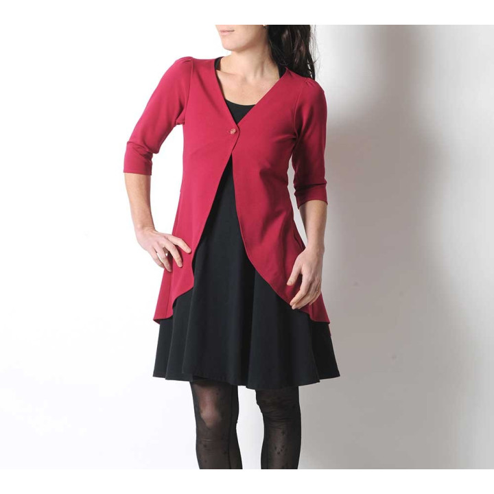 Gilet long original queue de pie jersey rose fuchsia