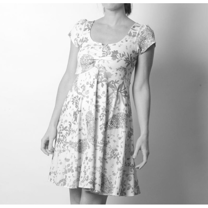 Empire waist jersey dress with pleated neckline - CUSTOM HANDMADE