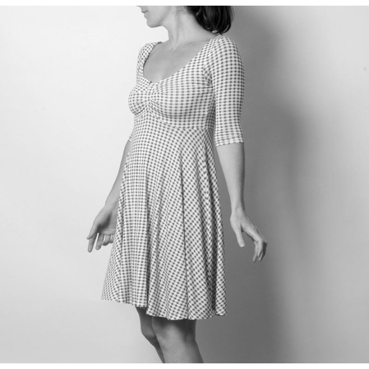 Robe taille empire, décolleté plissé, jersey - PERSONNALISABLE