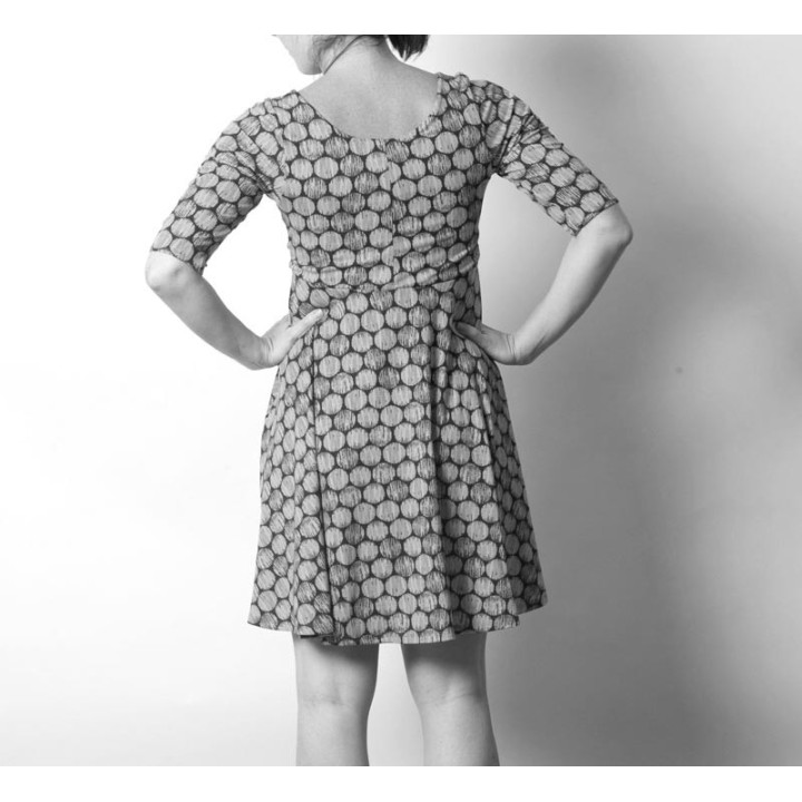 Empire waist jersey dress with pleated neckline - CUSTOM HANDMADE