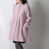 Powder pink wool winter coat with round hood