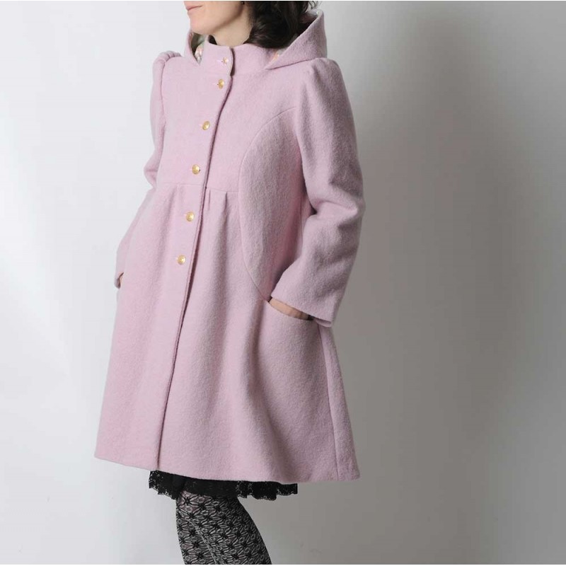 manteau femme laine rose