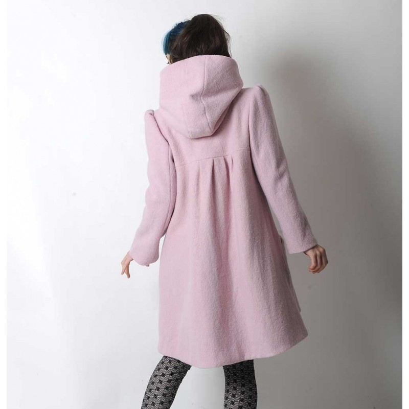 manteau femme laine rose