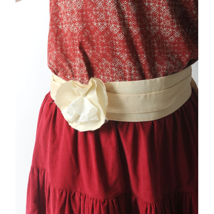 Wide cream silk Headband with large flower