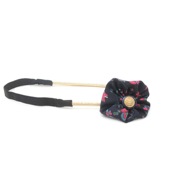 Golden headband with printed fabric flower