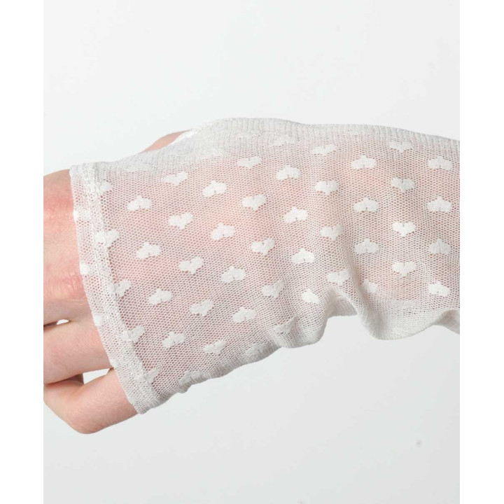 Heart patterned off-white mesh armwarmers, Wedding accessory