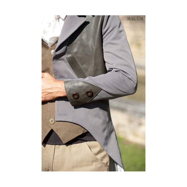 Wool and leather mens swallowtail grey jacket