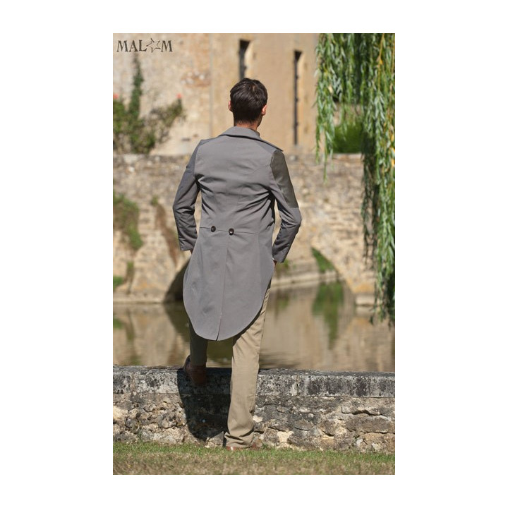 Wool and leather mens swallowtail grey jacket