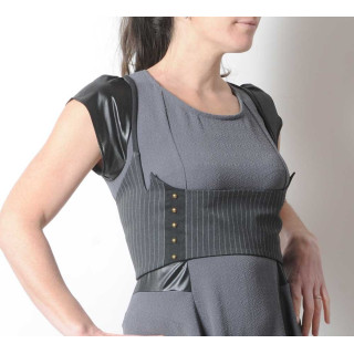 Bustier sous poitrine made in france gris rayé, laçage dos