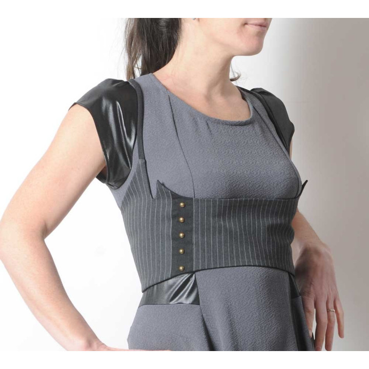 Grey striped designer underbust belt