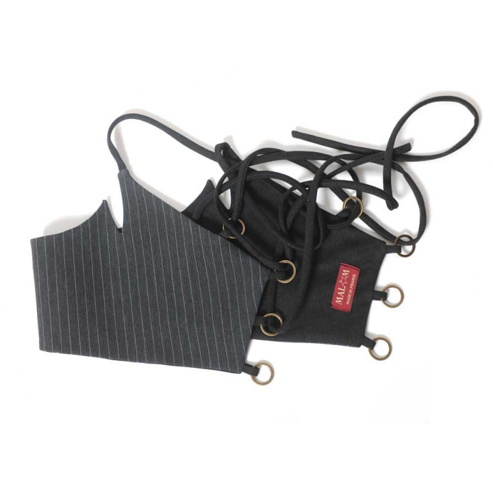 Grey striped designer underbust belt