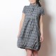 Grey checkered cotton short-sleeved bubble dress