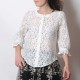 White lace women's shirt with ruffled sleeves