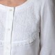 White linen and raised lace women's shirt with ruffled sleeves
