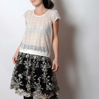 Pull transparent en dentelle écru made in France vêtement original