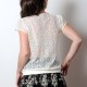 Sheer off-white lace sweater, short sleeves