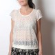 Sheer off-white lace sweater, short sleeves